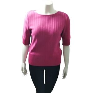 St. John Women's Old Money Prep Classic Luxury Ribbed Wool Top size L Minimalist
